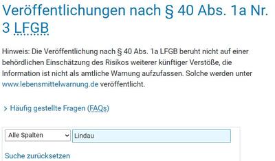 Bild vergr&ouml;&szlig;ern: Verst&ouml;&szlig;e gegen Lebensmittelhygiene auf der Webseite des LGL